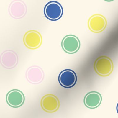 Multicolored Cute Kids Circle Polka Dots on Cream