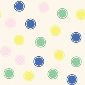 Multicolored Cute Kids Circle Polka Dots on Cream