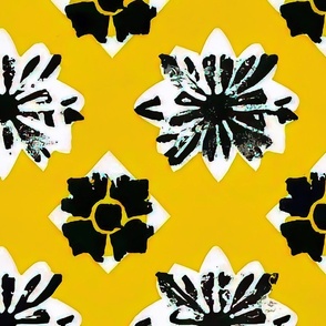 Pretty black flowers on yellow background