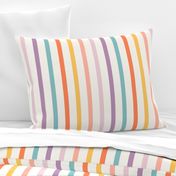 Retro rainbow stripes, summer pastel multicolor, jumbo scale for wallpaper and bedding