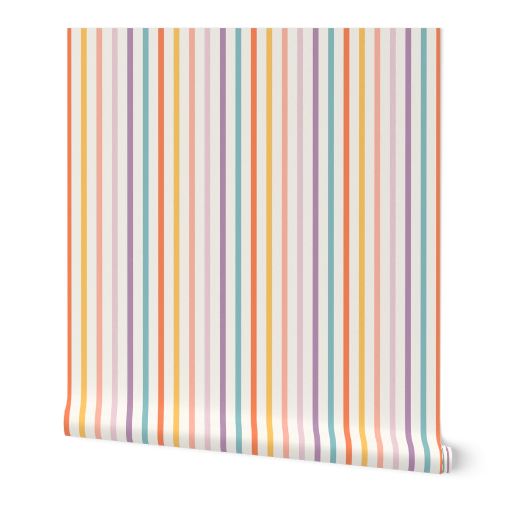 (M) Retro rainbow stripes, summer pastel multicolor, medium