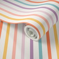 (M) Retro rainbow stripes, summer pastel multicolor, medium