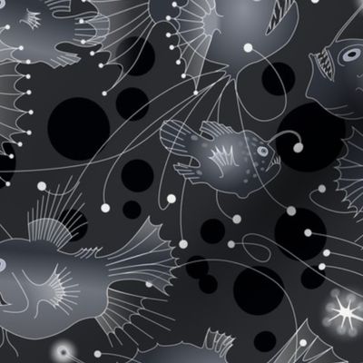 angler fish - black and white