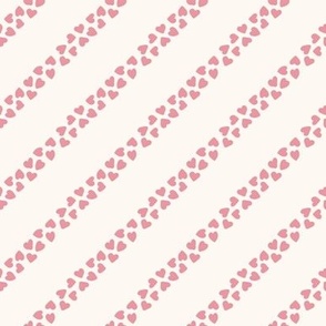 Tossed pink hearts diagonal stripe