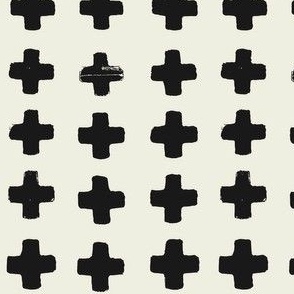 Swiss Cross Block Print in Ivory and Black