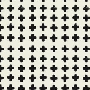 Mini Swiss Cross Block Print in Ivory and Black