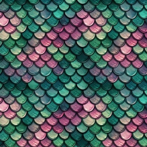 Pink and Green Mermaid Tail Pattern