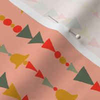 Retro Pink Christmas Holiday Garland with Red, Gold and Green