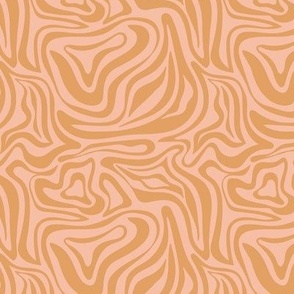 Groovy swirls - Vintage abstract organic shapes and retro flower power zebra style cool boho design vintage orange pink blush SMALL
