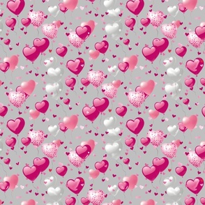 Blushing Hearts Balloon Bash – Pink on Gray– New