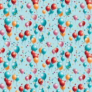 Party On 2! - Double Balloons- Multicolor on Lt. Teal