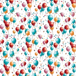 Party On -2! - Double Balloons- Multicolor on White