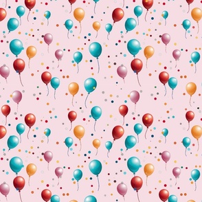 Party On! - Balloons- Multicolor on Pink