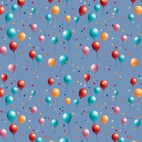 Party On! - Balloons- Multicolor on Blue