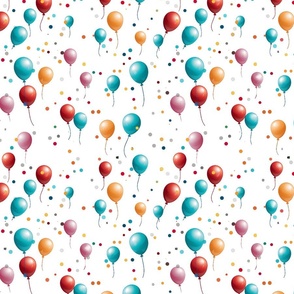 Party On! - Balloons- Multicolor on White -New