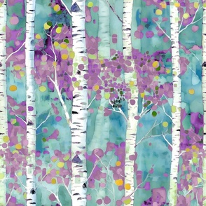 Birch Forest Uprising Wallpaper - Violet  - New