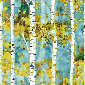 Birch Forest Uprising Wallpaper - Gold - New