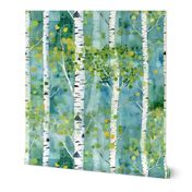 Birch Forest Uprising Wallpaper - Green  - New