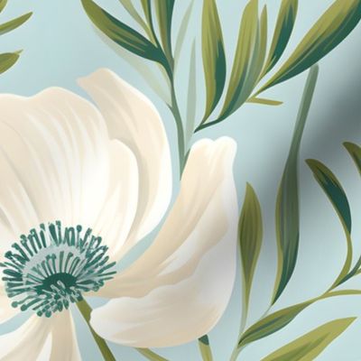 Anemone – Robin's Egg Blue Wallpaper - New