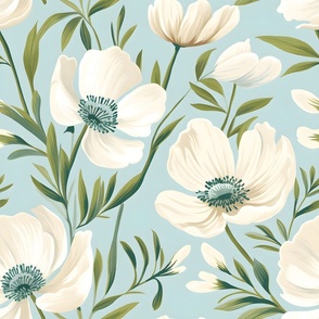 Anemone – Robin's Egg Blue Wallpaper - New