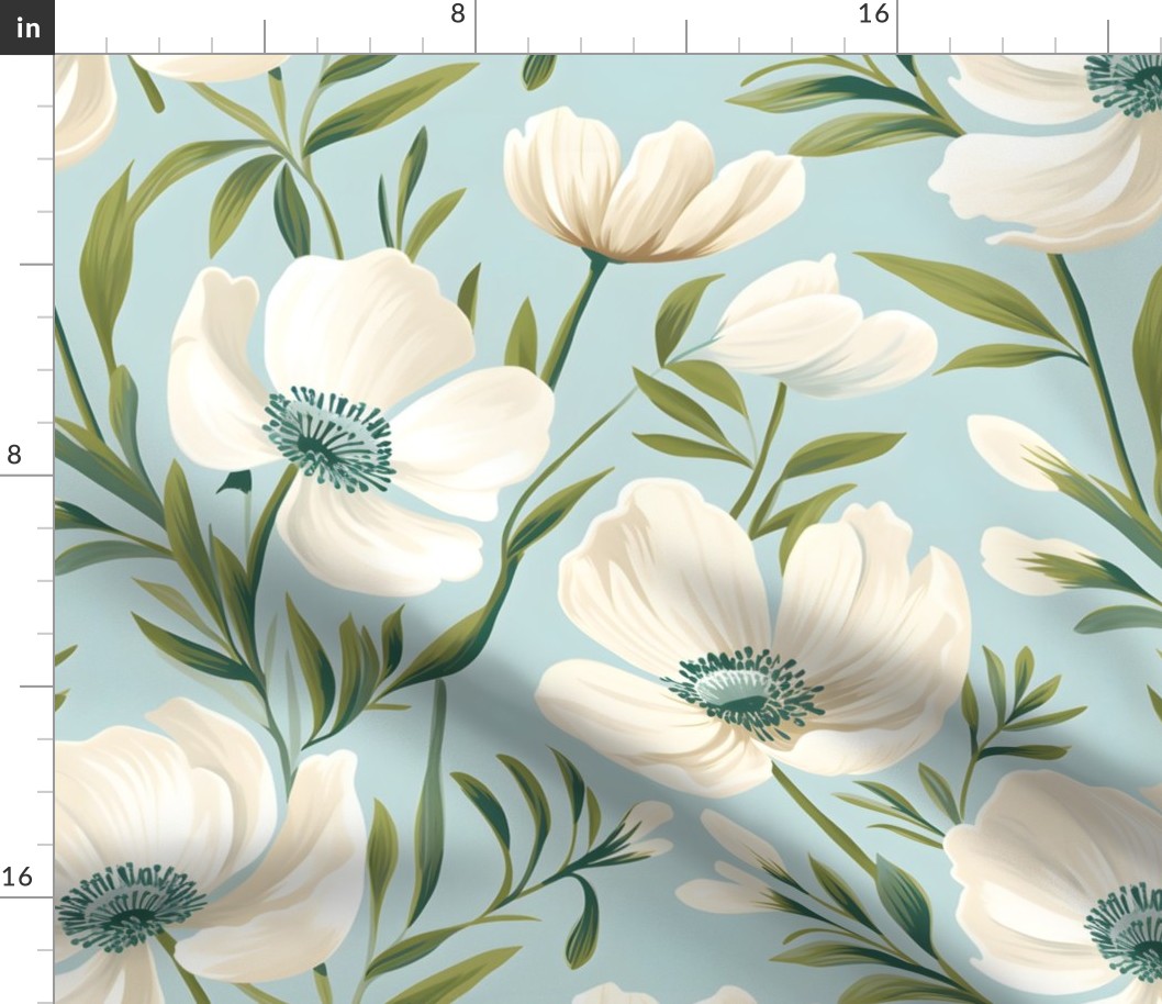 Anemone – Robin's Egg Blue Wallpaper - New