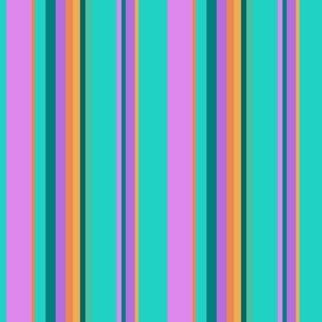 4-Inch Colorful Stripes of Pink, Purple, Aqua, Orange and Dark Teal
