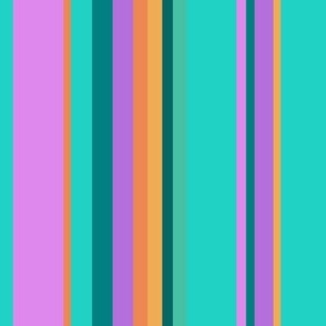 8-Inch Colorful Stripes of Pink, Purple, Aqua, Orange and Dark 