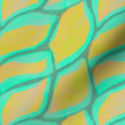 Vibrant Lime Yellow and Turquoise  Scales