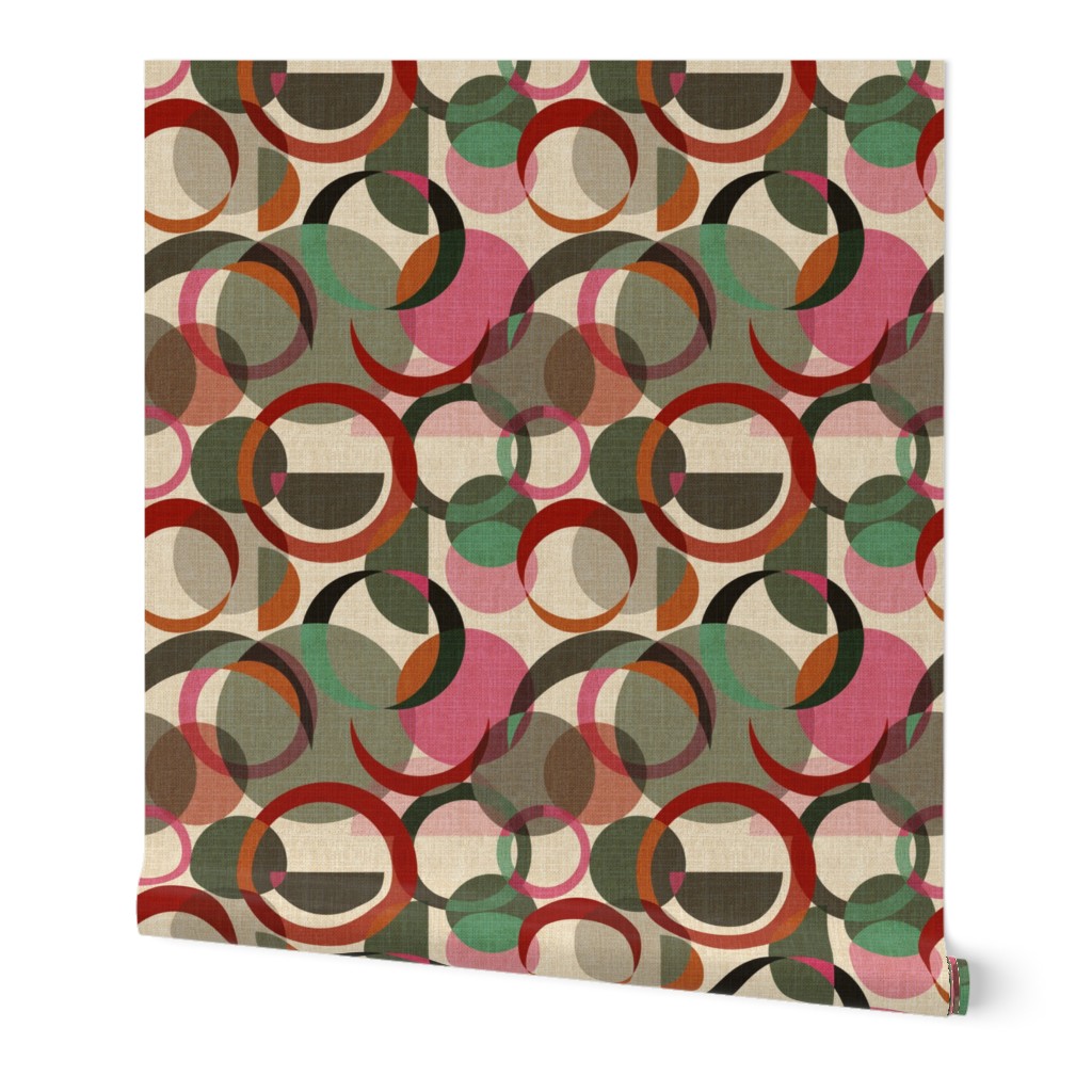 Mid Century Modern Circles Bright Pink Wallpaper Spoonflower