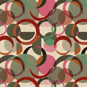 Mid Century Modern Circles - Bright Pink + Neutral Palette