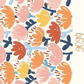 Floral Bold // Calendar 2024 // peach and pink 