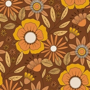 Retro Floral  1970’s - Vintage Brown (M)