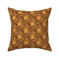 Retro Floral  1970’s - Vintage Brown (S)