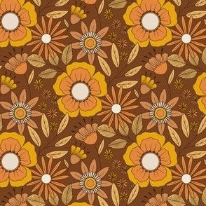 Retro Floral  1970’s - Vintage Brown (S)