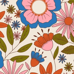 Retro Floral  1970’s  - Bright (L)