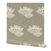Floriography: simple serenity lotus blossom duo - taupe_ green and cream