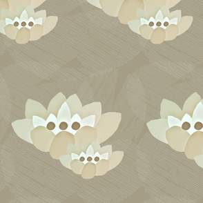 Floriography: simple serenity lotus blossom duo - taupe_ green and cream