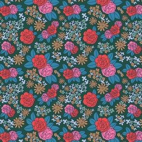 small pink and red vintage inspired floral