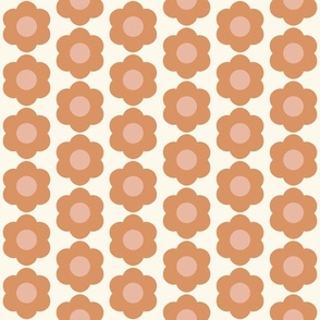 Retro Daisy Stripes - Orange and Pink - Small Scale