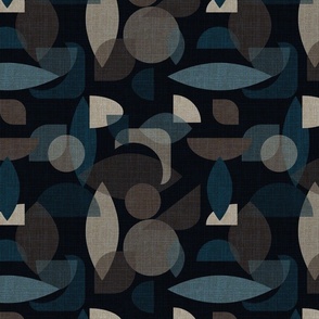 Mid Century Modern Geometric Kaleidoscope - Dark Moody Blue + Gray