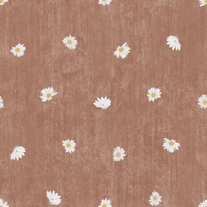 Small Nature Flowers Dotted Daisy Florals on Muted Peach Textured Background
