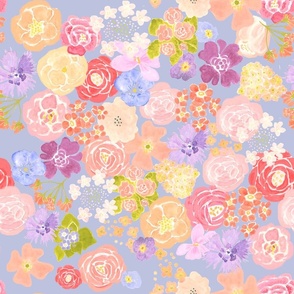 Flower power baby on periwinkle blue