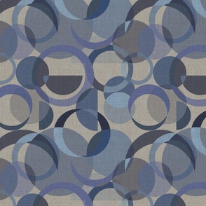 Mid Century Modern Circles - Blue + Gray Neutral