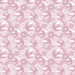 Floral Swallow Pattern pink