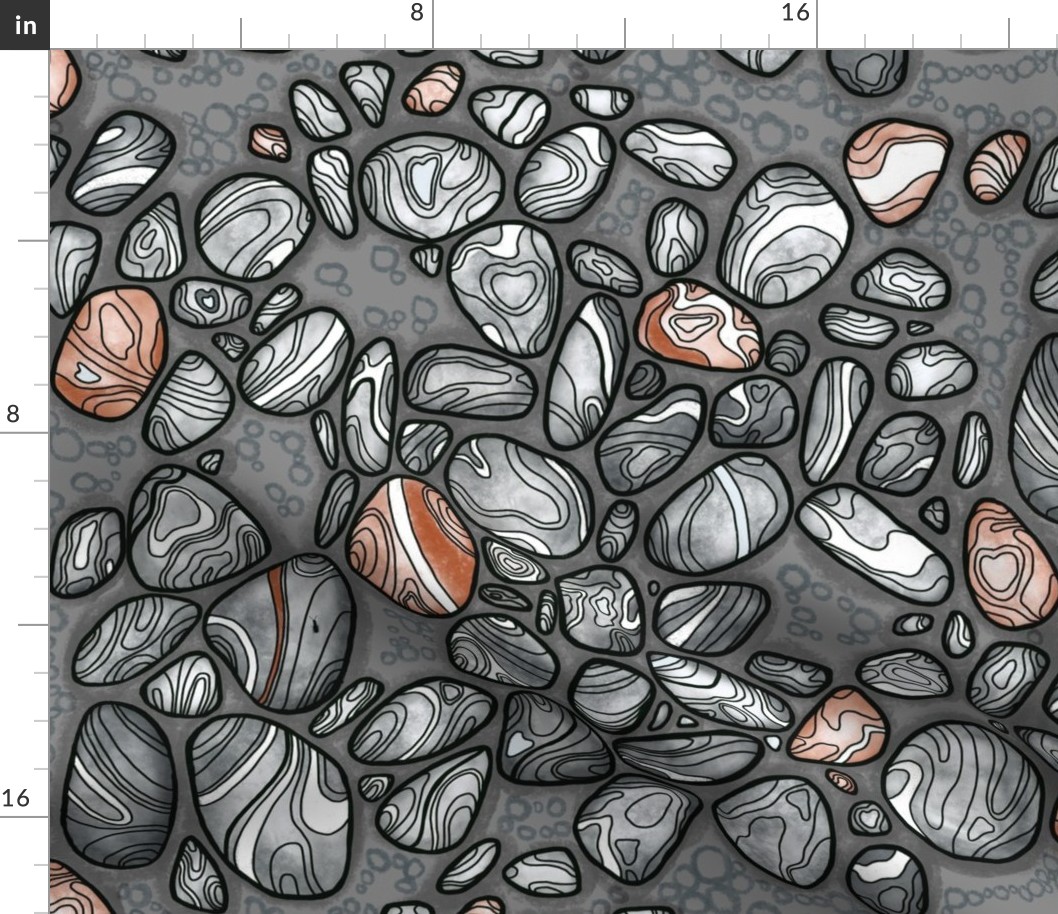 Doodled pebble stones