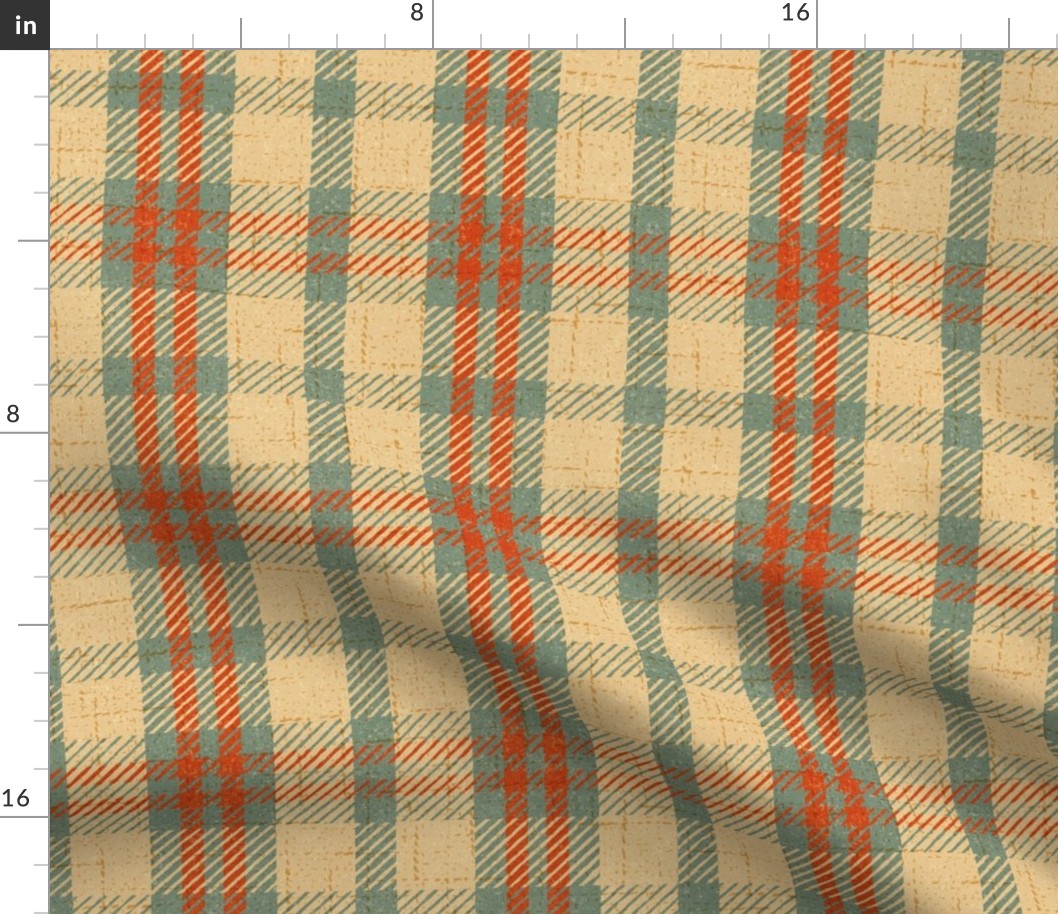 North Country Plaid - jumbo - light gold, sage, and scarlet 