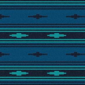 Blue and Turquoise Western Blanket 8x8