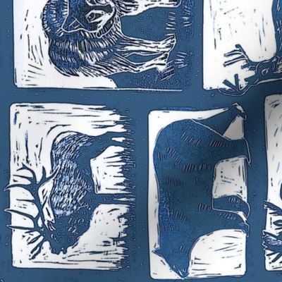 Mountain monarchs block print blue sideways