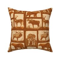 Mountain monarchs block print brown and beige