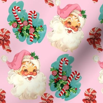  Santa and Candy Canes Pink